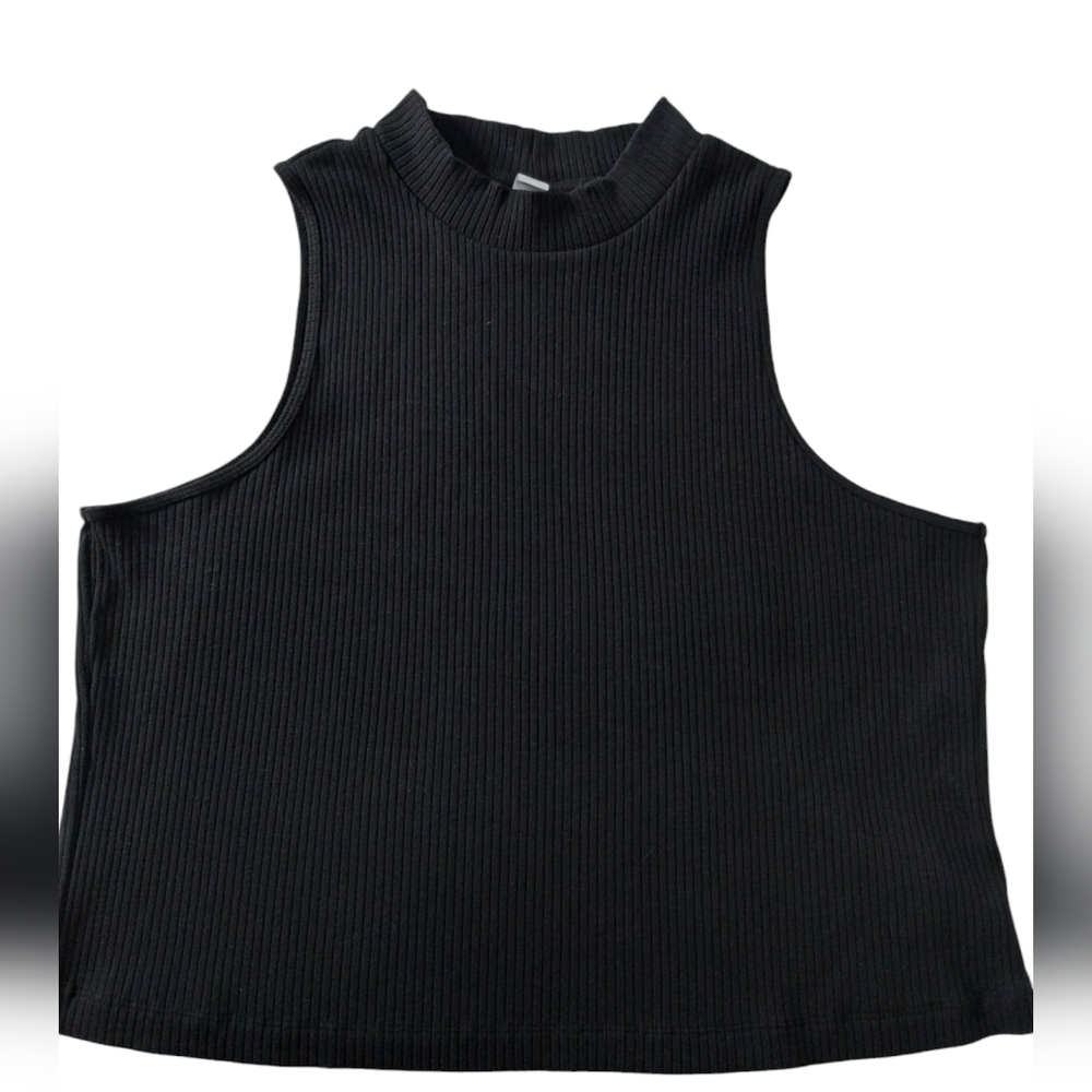 Old Navy Plus Size XXL Ripped Sleeveless‎ Fitted Mock-Neck Top Streetwear Gothic